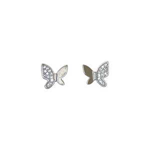 Modern Butterfly Sterling Silver Stud Earrings