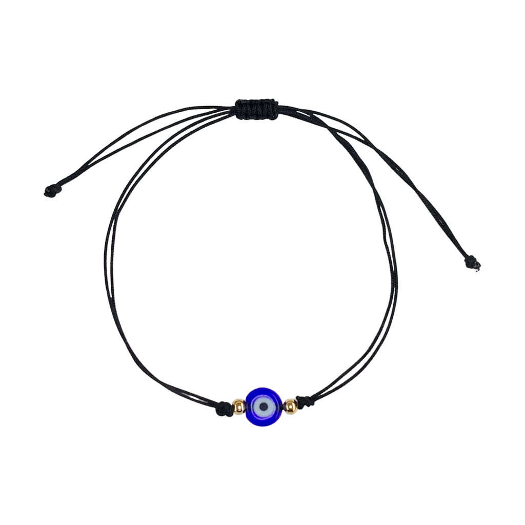 ATM Evil Eye Bracelet, Flat Blue Evil Eye with Black Beads for Good Lu – A  Tiny Mistake