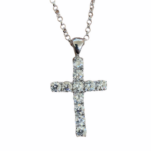 Genuine Diamond Sterling Silver Cross Pendant Necklace