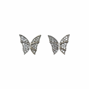 Crystal Butterfly Stud Sterling Silver Earrings