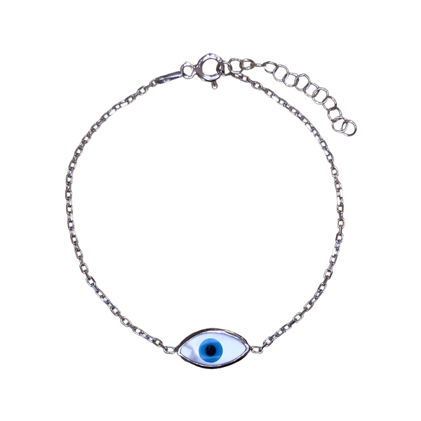 Evil Eye Enamel Sterling Silver Bracelet