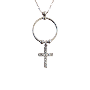 Cross Sterling Silver Necklace Circle