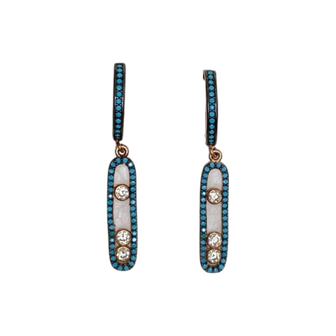 Modern Turquoise Dangle Sterling Silver Earrings