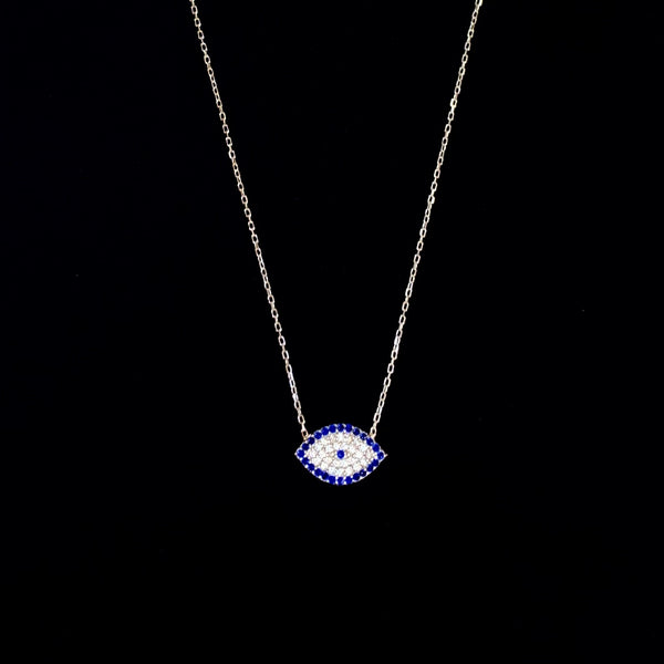 Eye Shape Crystal Evil Eye Silver Necklace