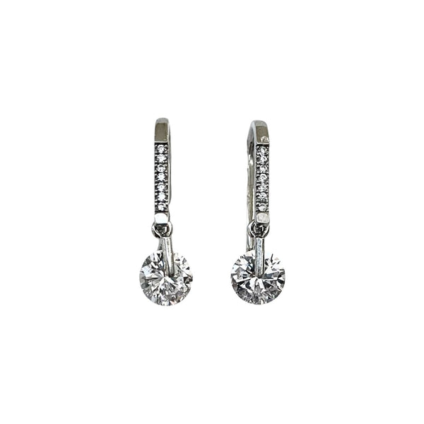 Princess Dangle Crystal Sterling Silver Earrings