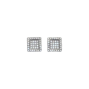Square Sterling Silver Earrings Crystal Geometric