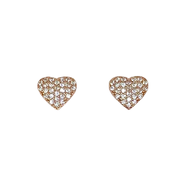 Heart Stud Earrings 925 Sterling Silver Crystal