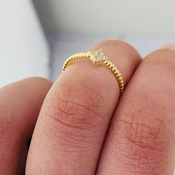 Gold Plated Tiny cRectangular Sterling Silver Ring