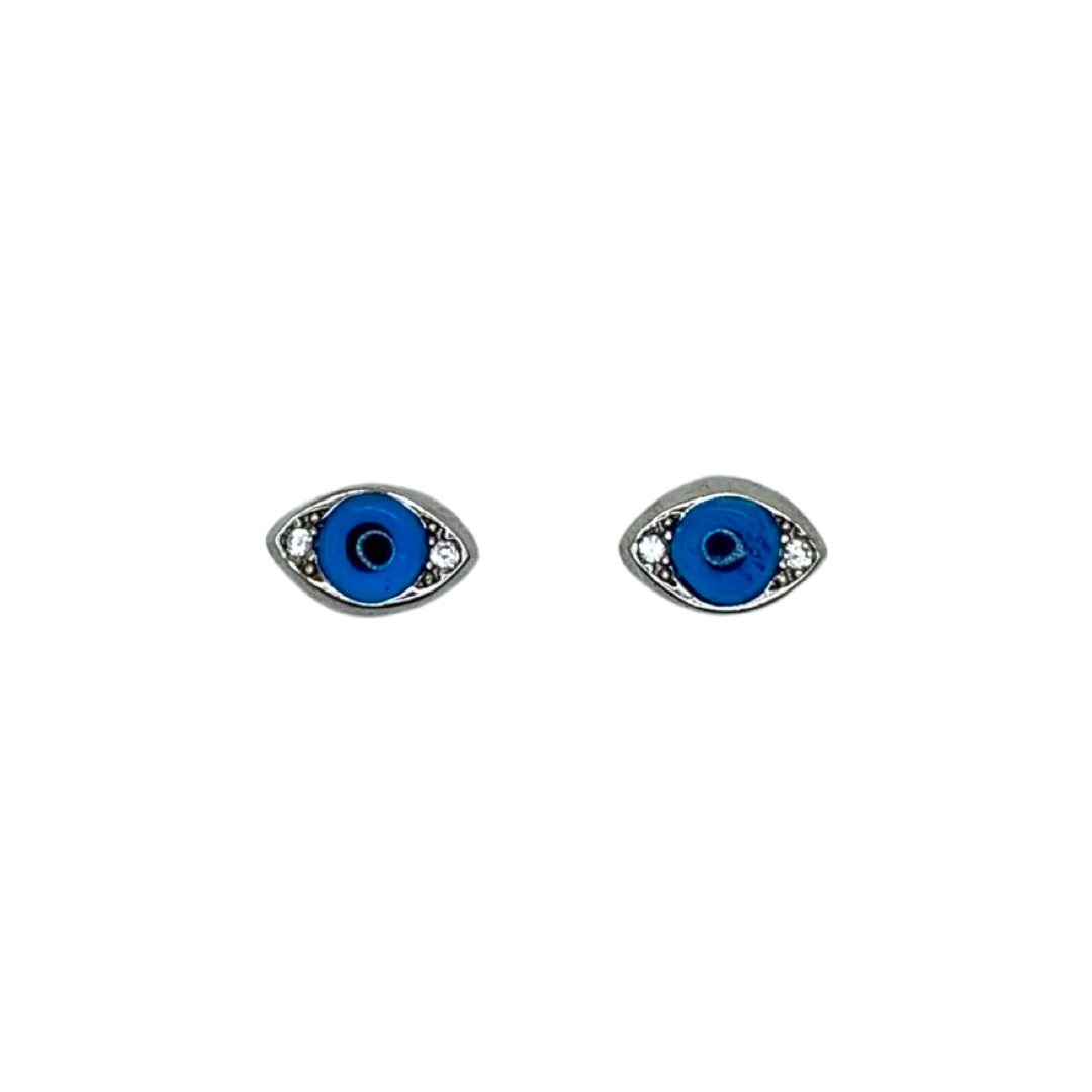 Mini Turkish Blue Evil Eye Sterling Silver Stud Earrings