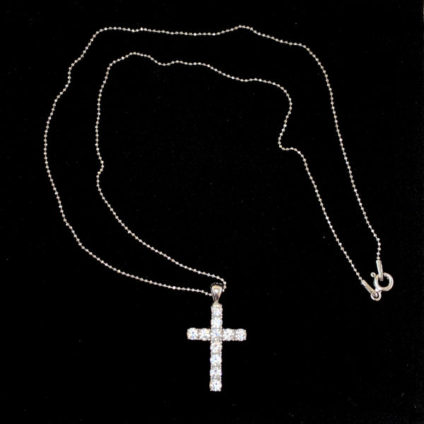 Genuine Diamond Sterling Silver Cross Pendant Necklace
