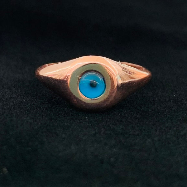Rose Blue Evil Eye Sterling Silver Ring