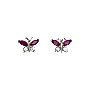 Crystal Butterfly Earrings 925 Sterling Silver