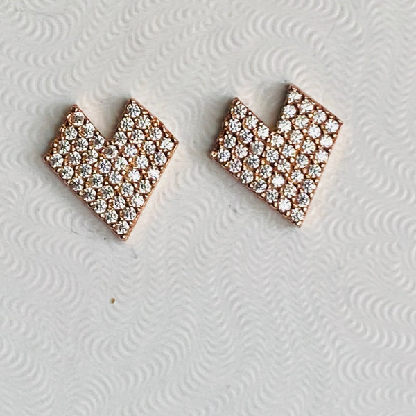 Geometric Rose Gold Stud Earrings Crystal