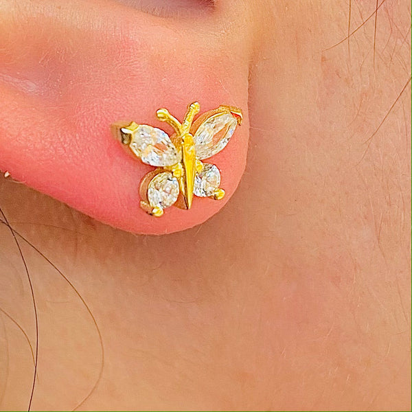 Crystal Butterfly Earrings 925 Sterling Silver