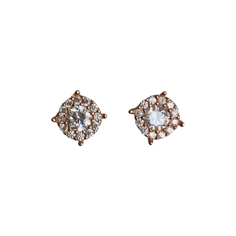 Handmade Cubic Zirconia Stud Sterling Silver Silver Color Earring