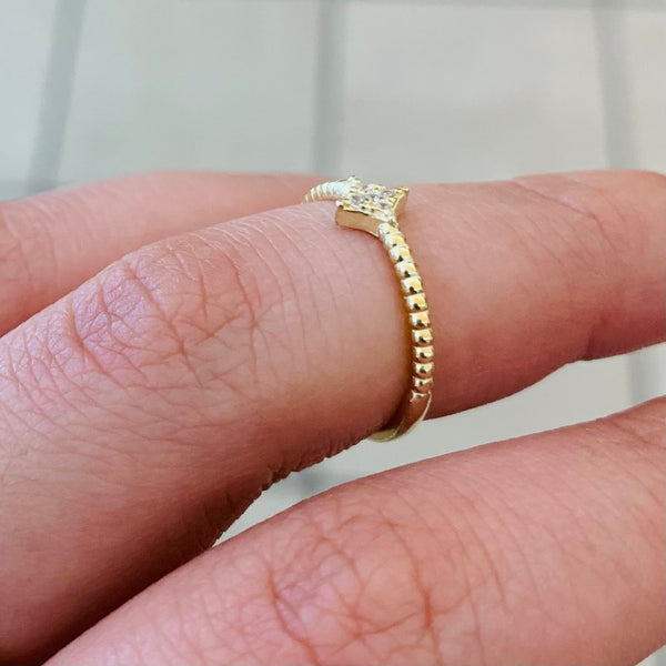 Gold Plated Tiny cRectangular Sterling Silver Ring