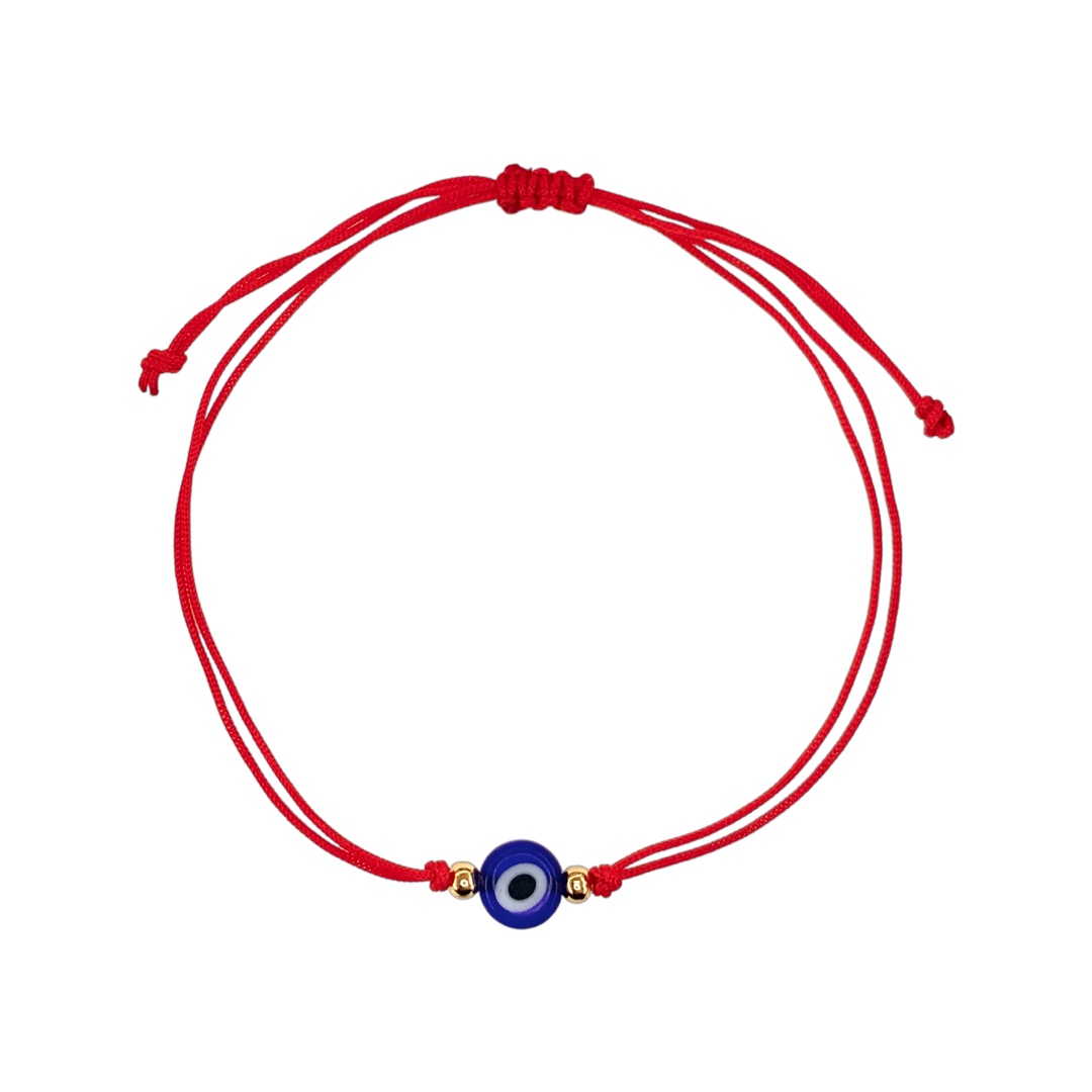 Mini Evil Eye Adjustable String Bracelet Red and Black String Evil Eye