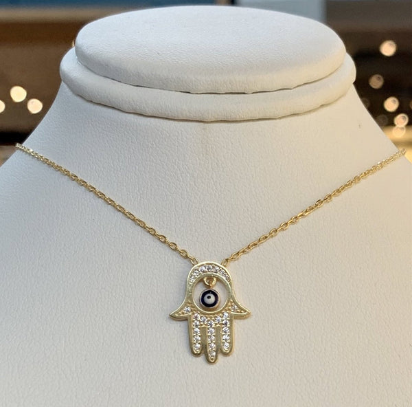 Hamsa Evil Eye Necklace Turkish Jewelry