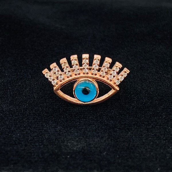 Big Evil Eye With Lashes Rose Gold Sterling Silver Ring