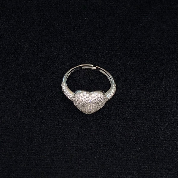 3D Heart Sterling Silver Ring
