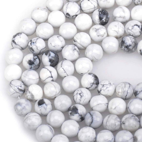 Howlite with Crown Crystal Men Women Natural Gemstone Beaded Bracelet