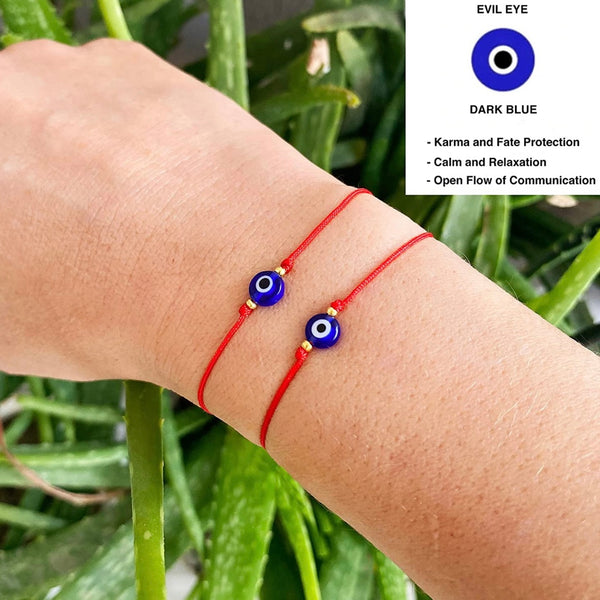 Mini Evil Eye Adjustable String Bracelet Red and Black String Evil Eye