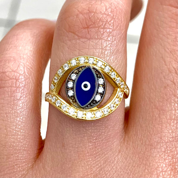 Enamel Eye Shape Big Ring Adjustable