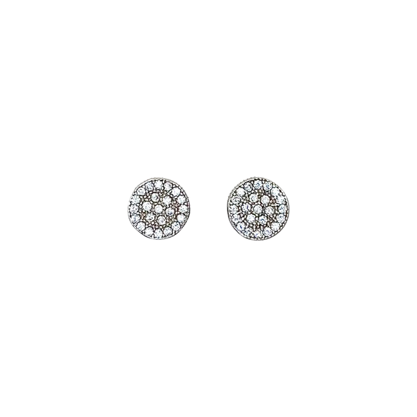 Crystal Circular Sterling Silver Stud Earrings