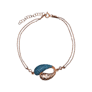 Handmade Turquoise Sterling Silver Rose Gold Color Bracelet