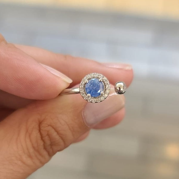 Princess Crystal Silver Ring Adjustable
