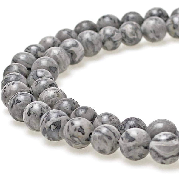 Natural Gray Map Stone with Crown Crystal Men Women Natural Gemstone Adjustable String Beaded Bracelet