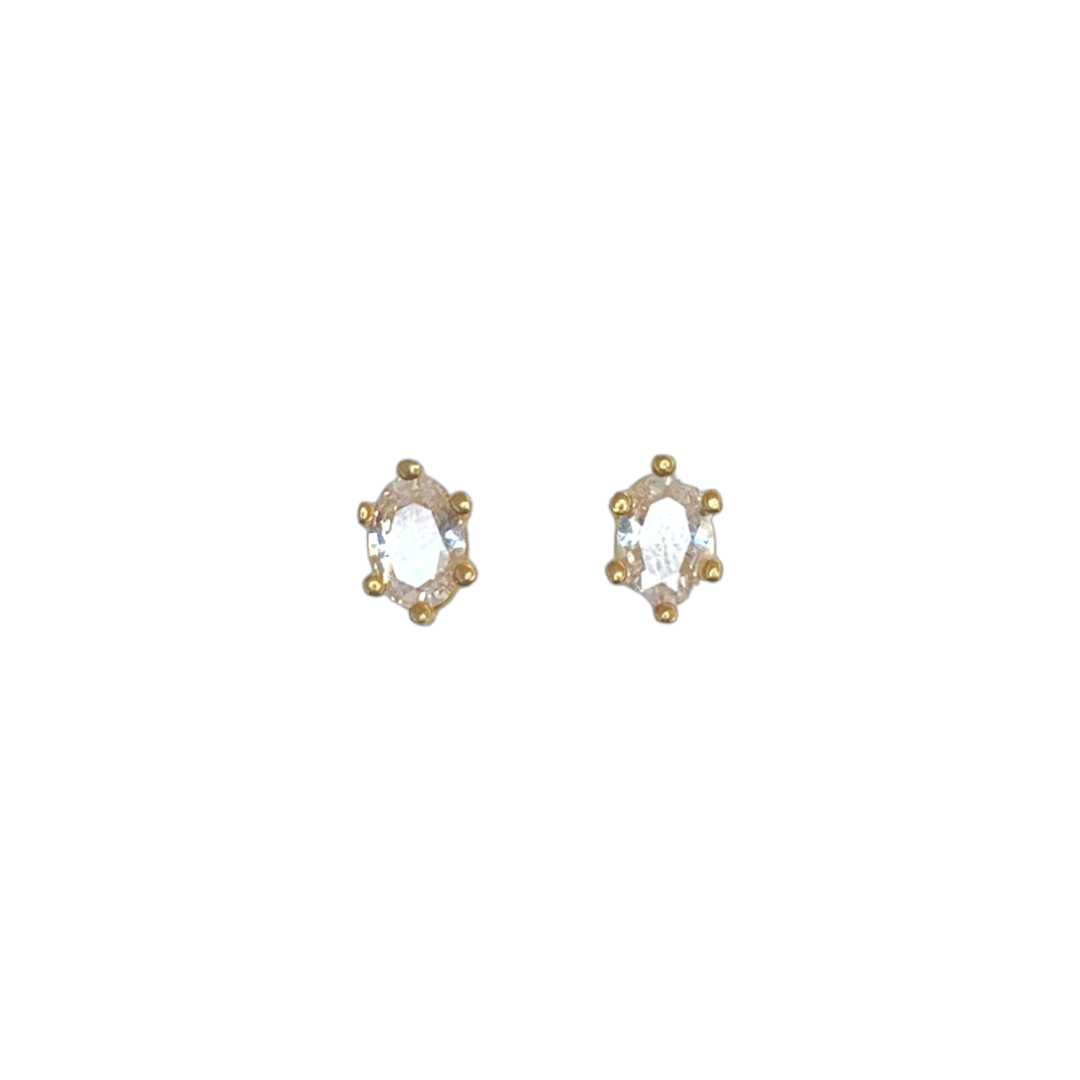 Elliptic Crystal Sterling Silver Stud Earrings