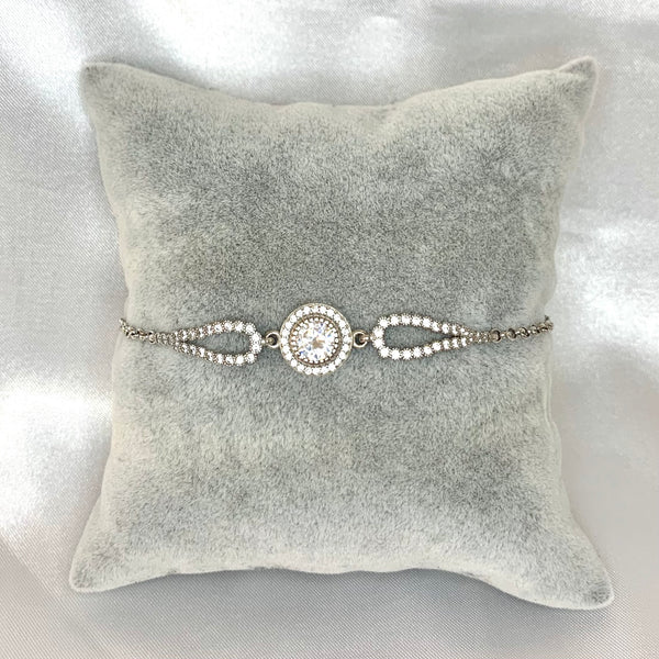 Stylish Big Crystal Sterling Silver Bracelet