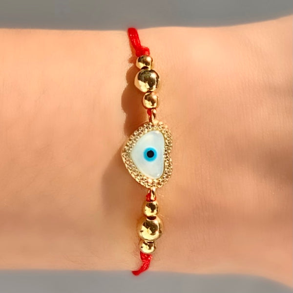 Enamel Evil Eye Adjustable Red String Bracelet Hamsa