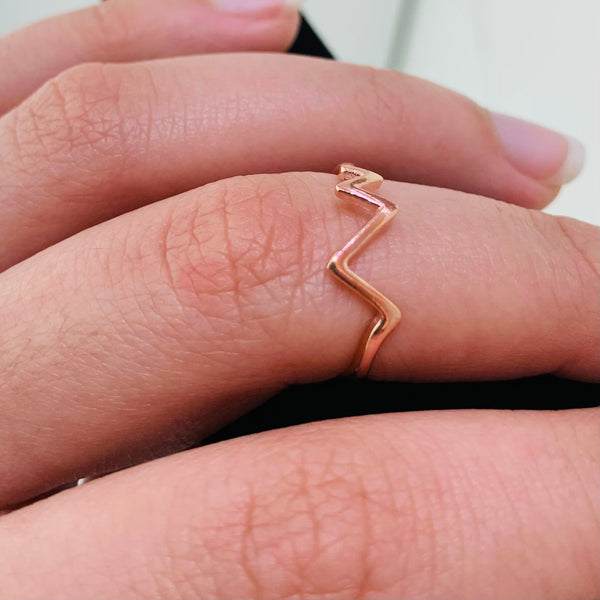 Rose Gold Plated Mountain Shape Sterling Silver Ring