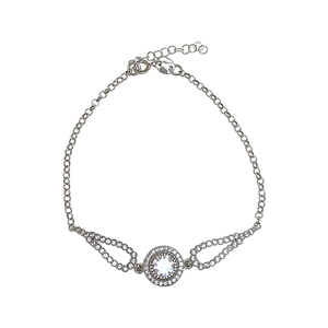 Stylish Big Crystal Sterling Silver Bracelet