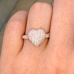 3D Heart Sterling Silver Ring