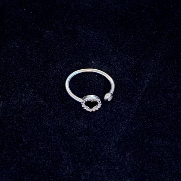 Mini Circular Heart Sterling Silver Ring
