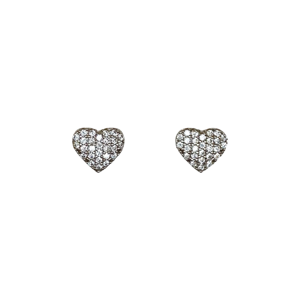 Heart Stud Earrings 925 Sterling Silver Crystal