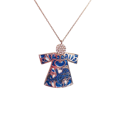 Rumi Sufi Caftan Navy Rose Gold Necklace Ottoman Necklace