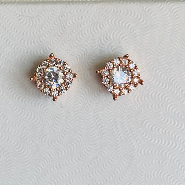 Handmade Cubic Zirconia Stud Sterling Silver Silver Color Earring