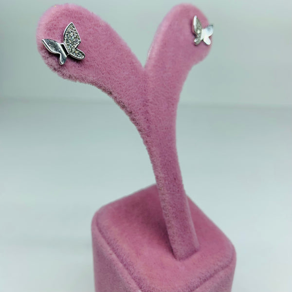 Modern Butterfly Sterling Silver Stud Earrings